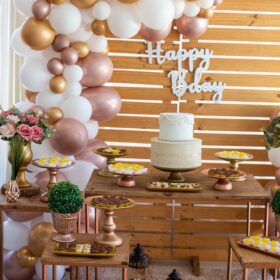 8ft white and rose gold party garland